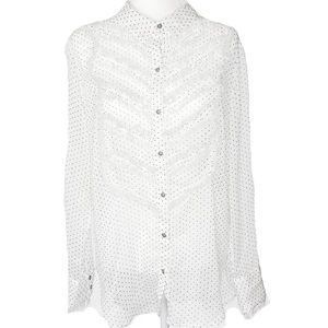 Free People Sheer Tuxedo Polka Dot Shirt